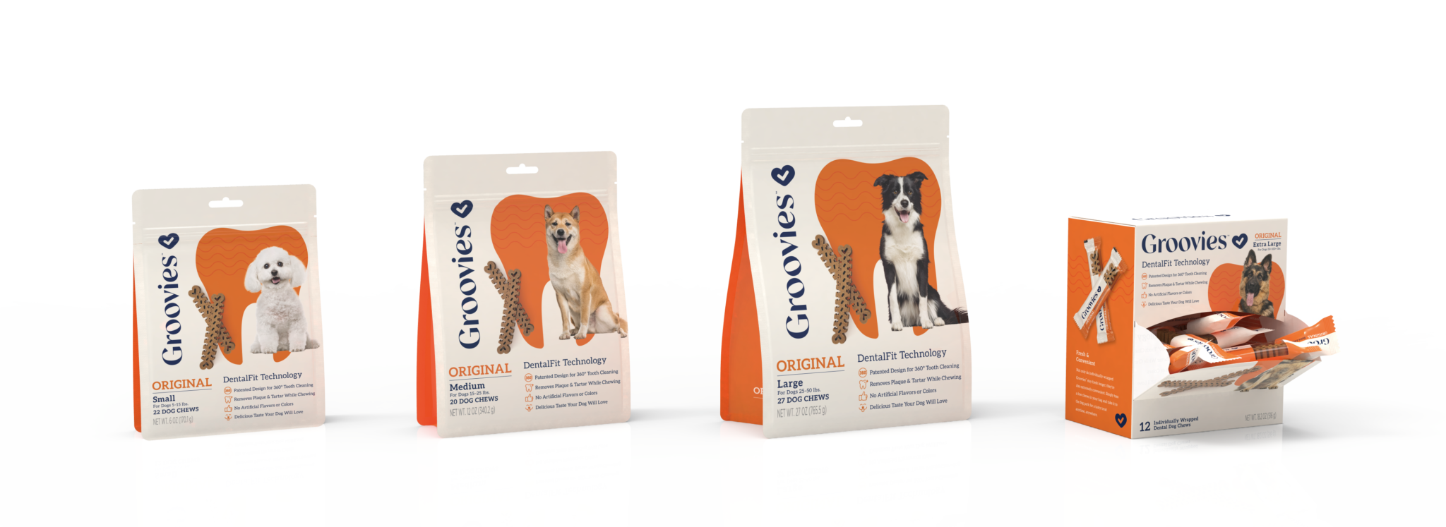 Groovies Original Dog Dental Chews - Groovies